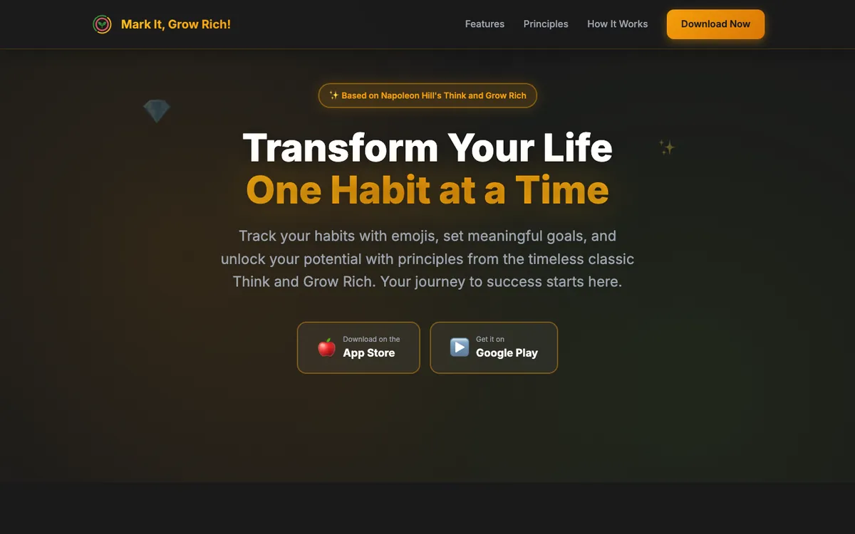 Screenshot of Markit Grow Rich — Mobile App · Habit Tracking